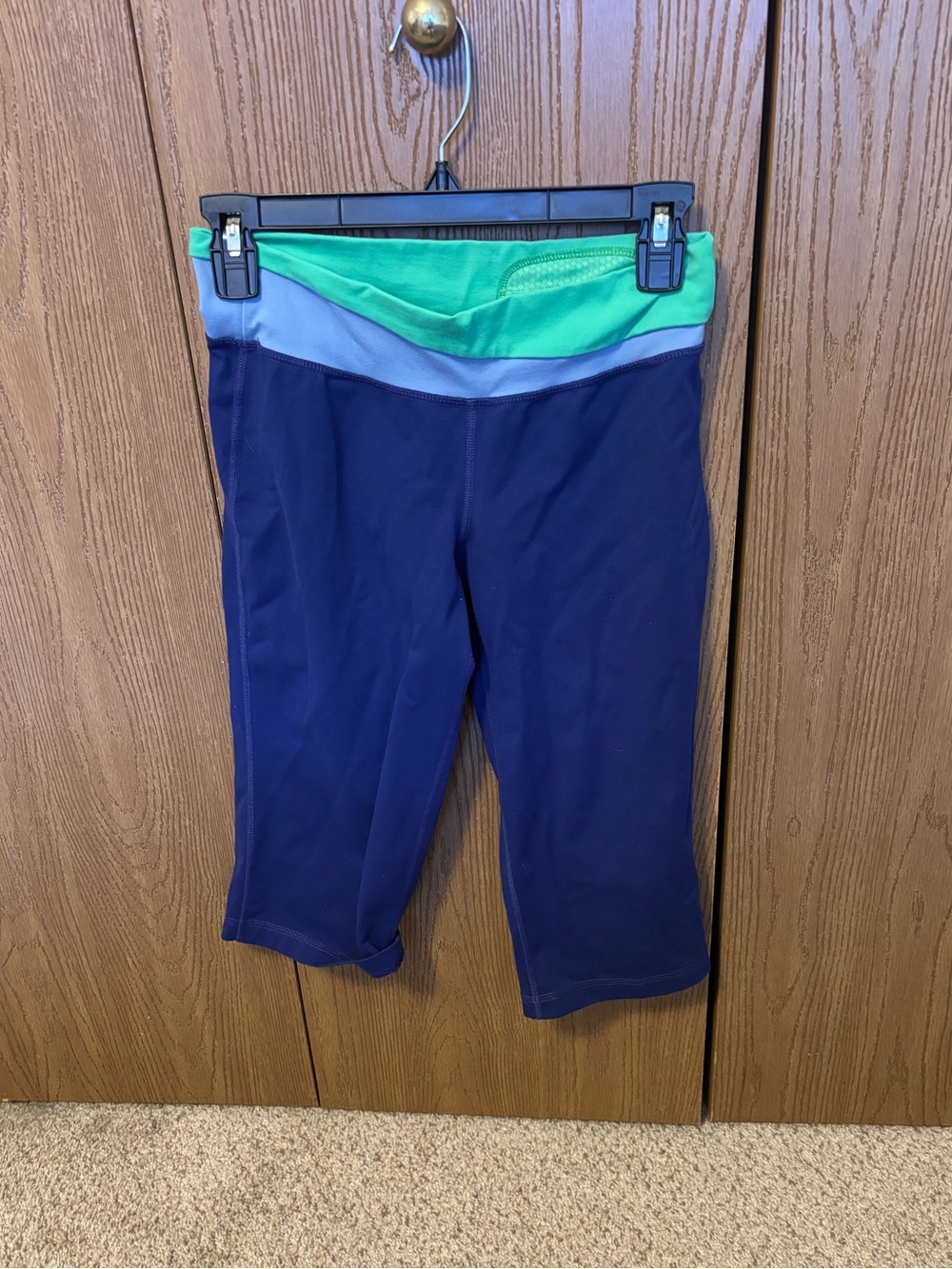 Women’s Patagonia Navy Capri Leggings with Mint & Light Blue Waistband